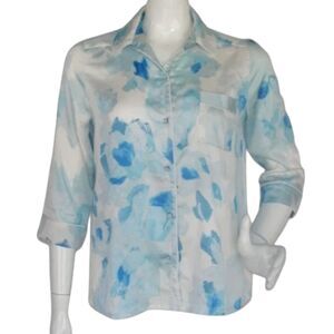 KATE SPADE Pajama Top, XS, Charmeuse/Moroccan Rose print, Top only